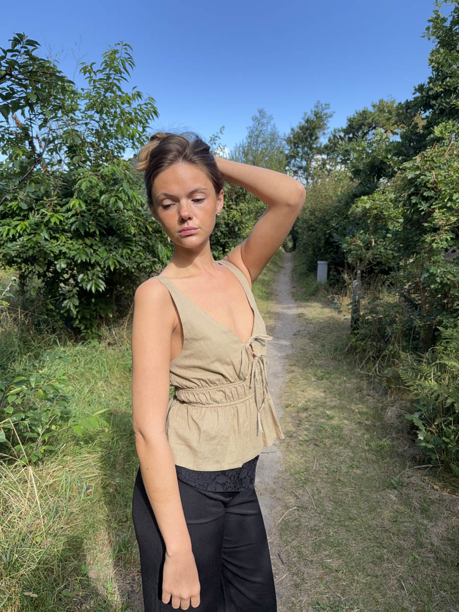 Kamela top with bows - Beige/brown