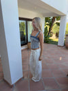 Icana top with stripes - Blue/white