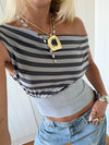 Scandivv top with stripes - Grey/dark grey