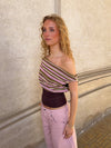 Zuloa top with stripes - Pink/green/brown