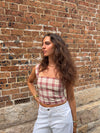 Maren top with checkers - Red/off white
