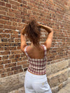 Maren top with checkers - Red/off white