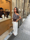 Kimmie top with zebra print - Brown/white