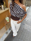 Kimmie top with zebra print - Brown/white