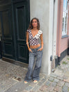 Nickeline v-neck top with polka dots - Brown/off white