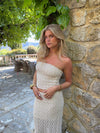 Jimma tube top with lace - White/beige