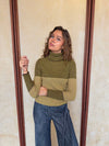 Swela knit with turtleneck - Green/brown