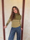 Swela knit with turtleneck - Green/brown