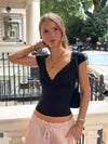 Malin Tomkins v-neck top with lace trim - Black