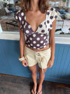 Nickeline v-neck top with polka dots - Brown/off white