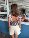 Nickeline v-neck top with polka dots - Brown/off white