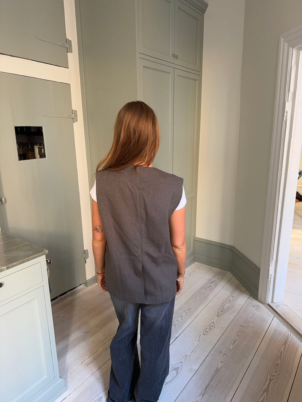 Harley vest with tie - Grey