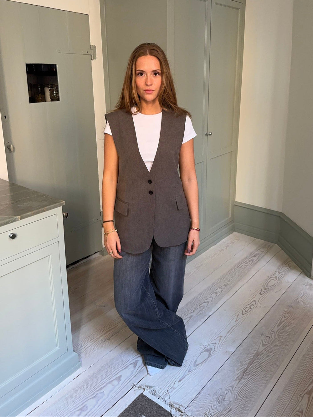 Harley vest with tie - Grey