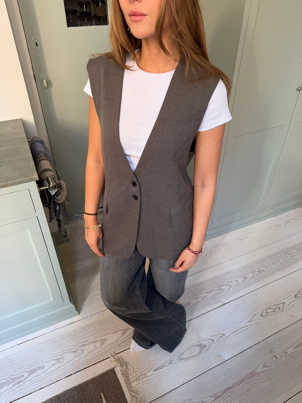 Harley vest with tie - Grey