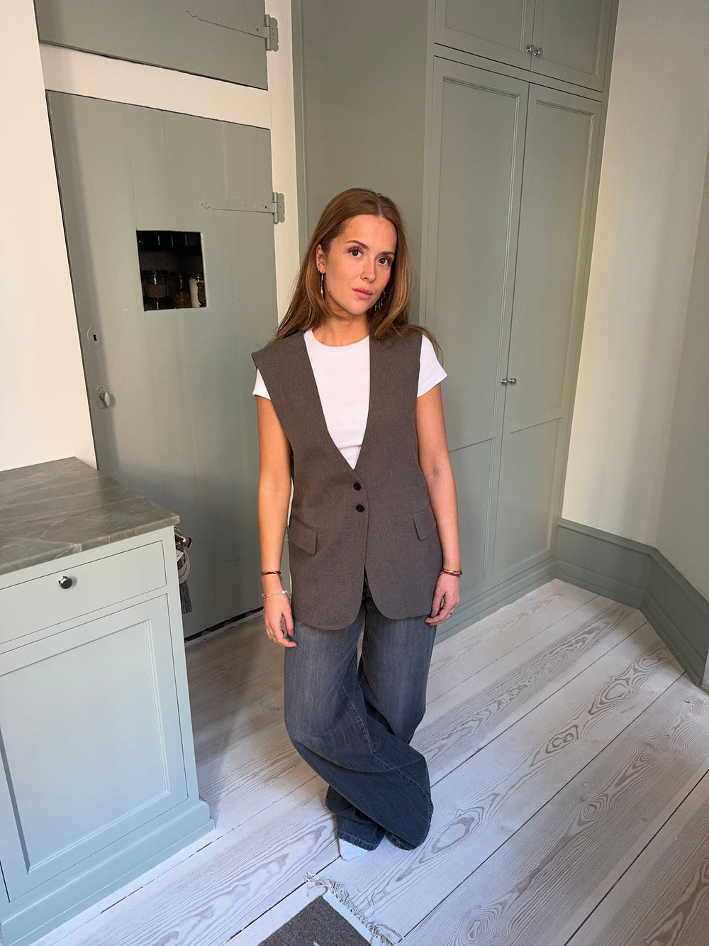 Harley vest with tie - Grey