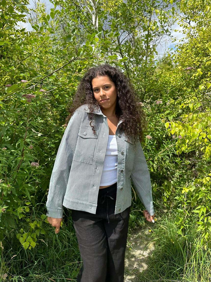 Mikayla striped jackey - Navy/white