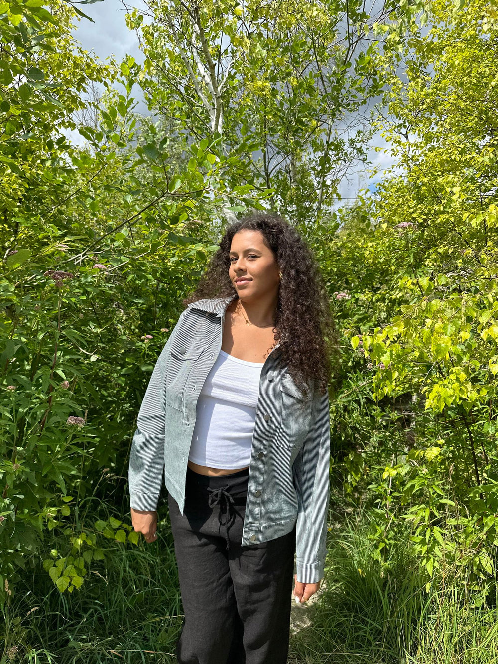 Mikayla striped jackey - Navy/white