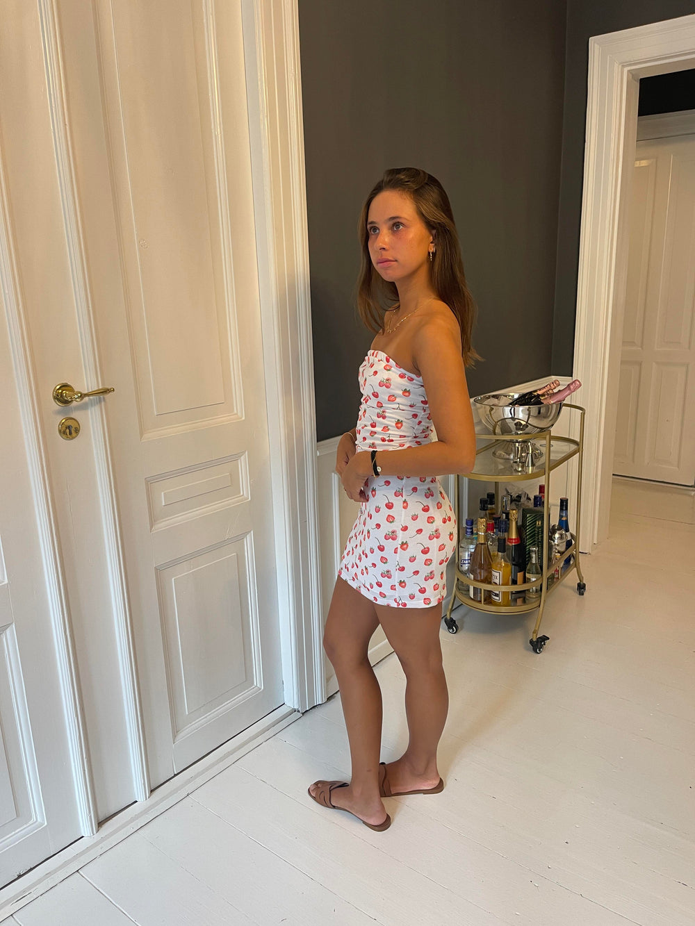 Amira tube dress with berry print