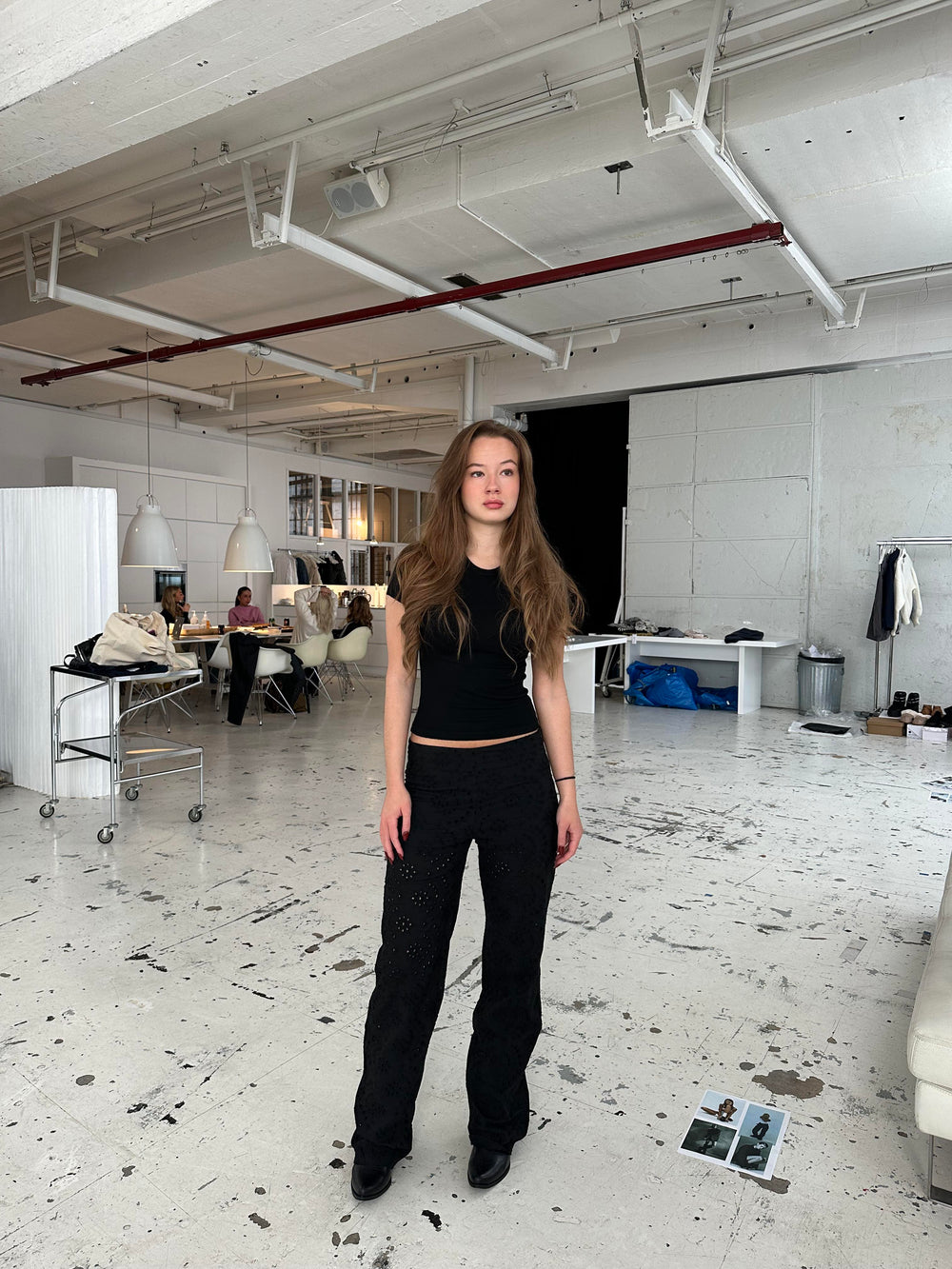 Lilia pants in broderie anglaise - Black
