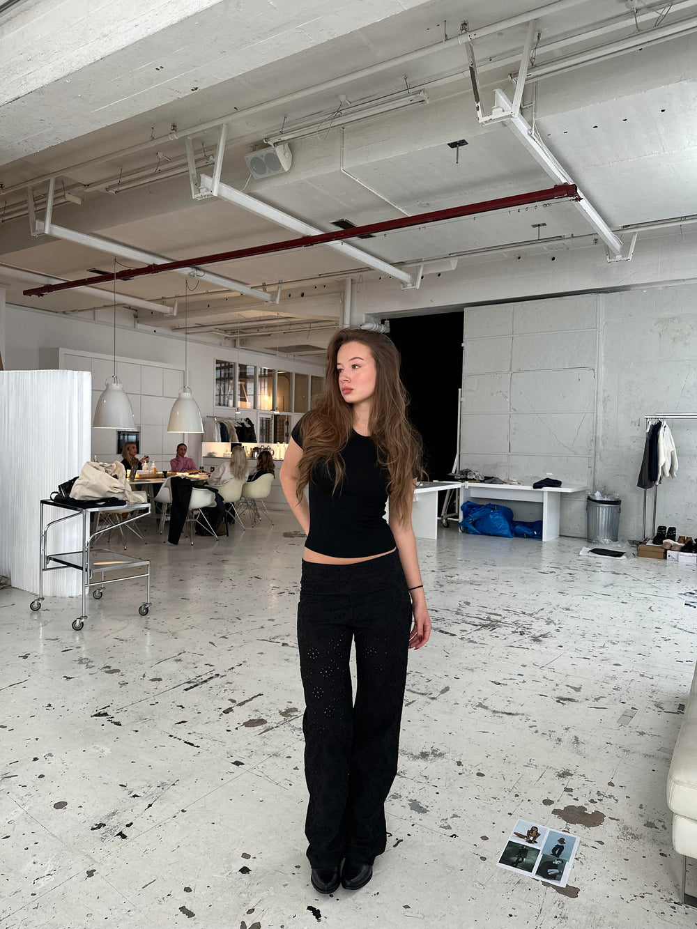 Lilia pants in broderie anglaise - Black