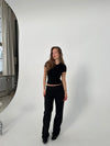 Lilia pants in broderie anglaise - Black