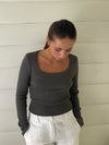Ariella square neck blouse - Dark green