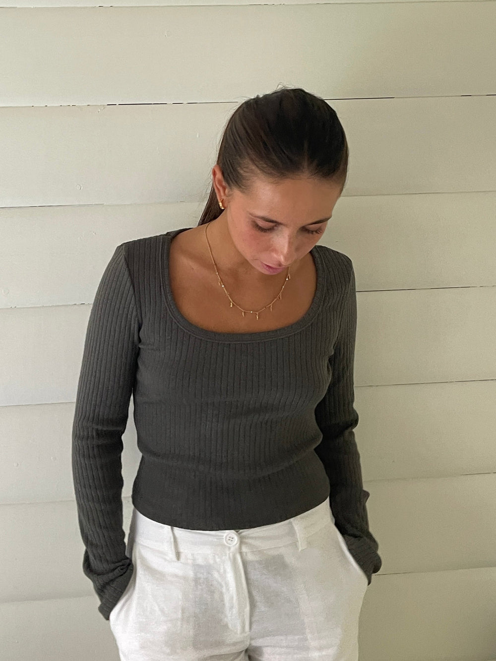 Ariella square neck blouse - Dark green