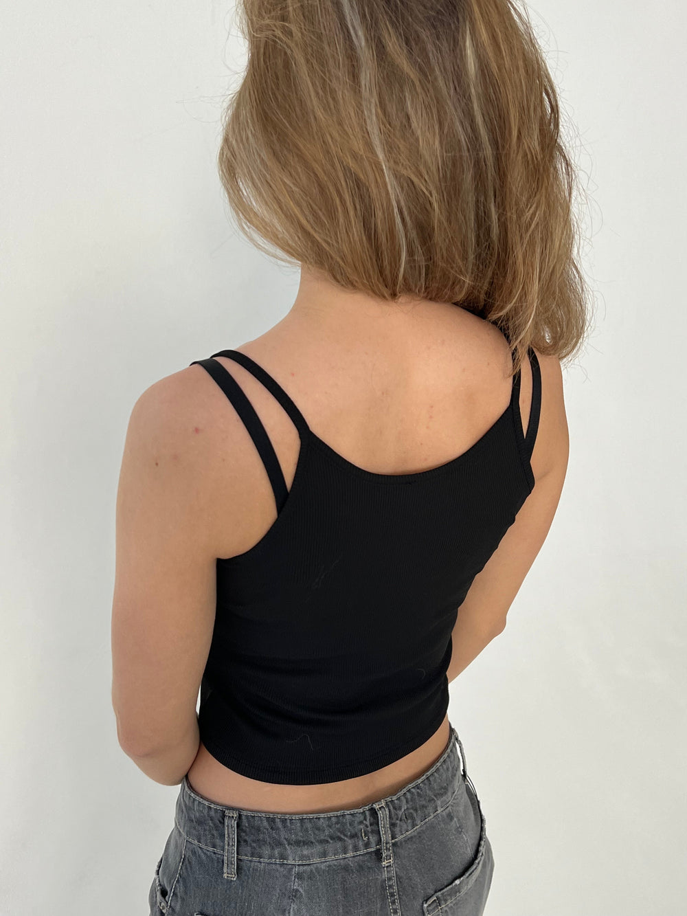 Ila rhinestone strap top - Black